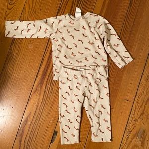 Organic cotton puppy dog layette set boy or girl 4-6m